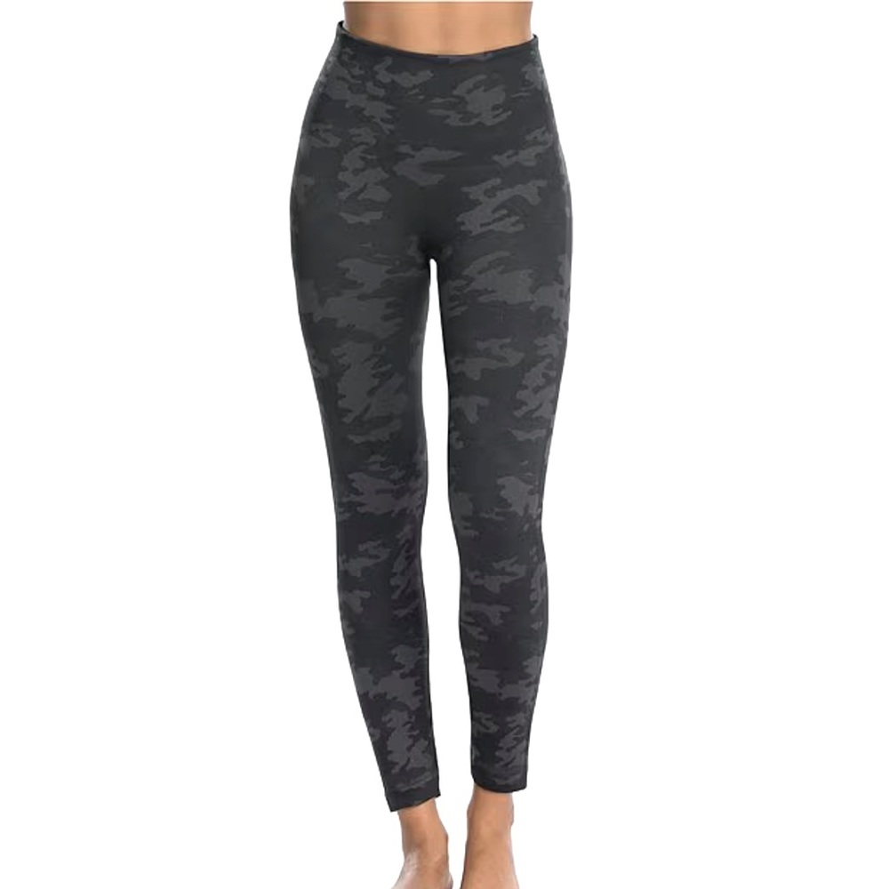 Spanx medium Look At Me Now camo leggings seamless tights ankle black gray